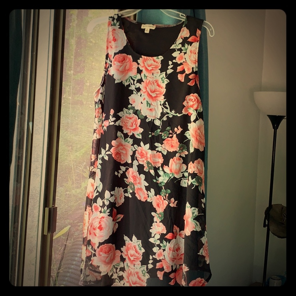 NWOT black,pink and ivory floral dress.
